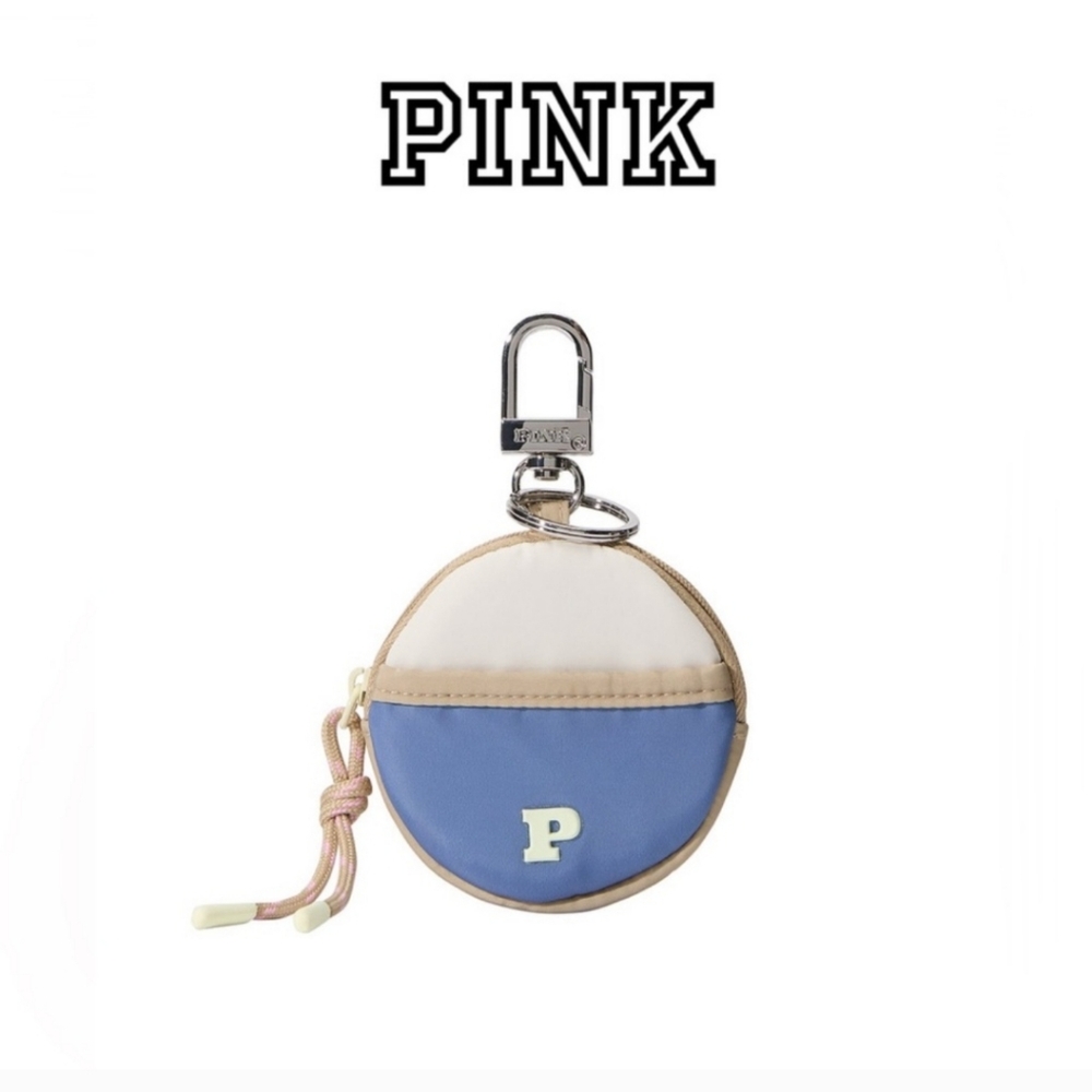 VS PINK ZIP POUCH KEYCHAIN CHARM Cream Blue